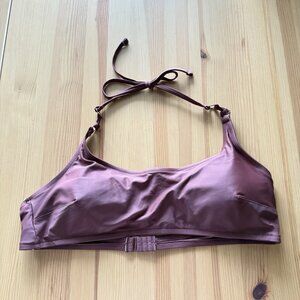 NWT Aerie Brown Halter Swim Top Beach Padded Pool Bikini Top Solid XL